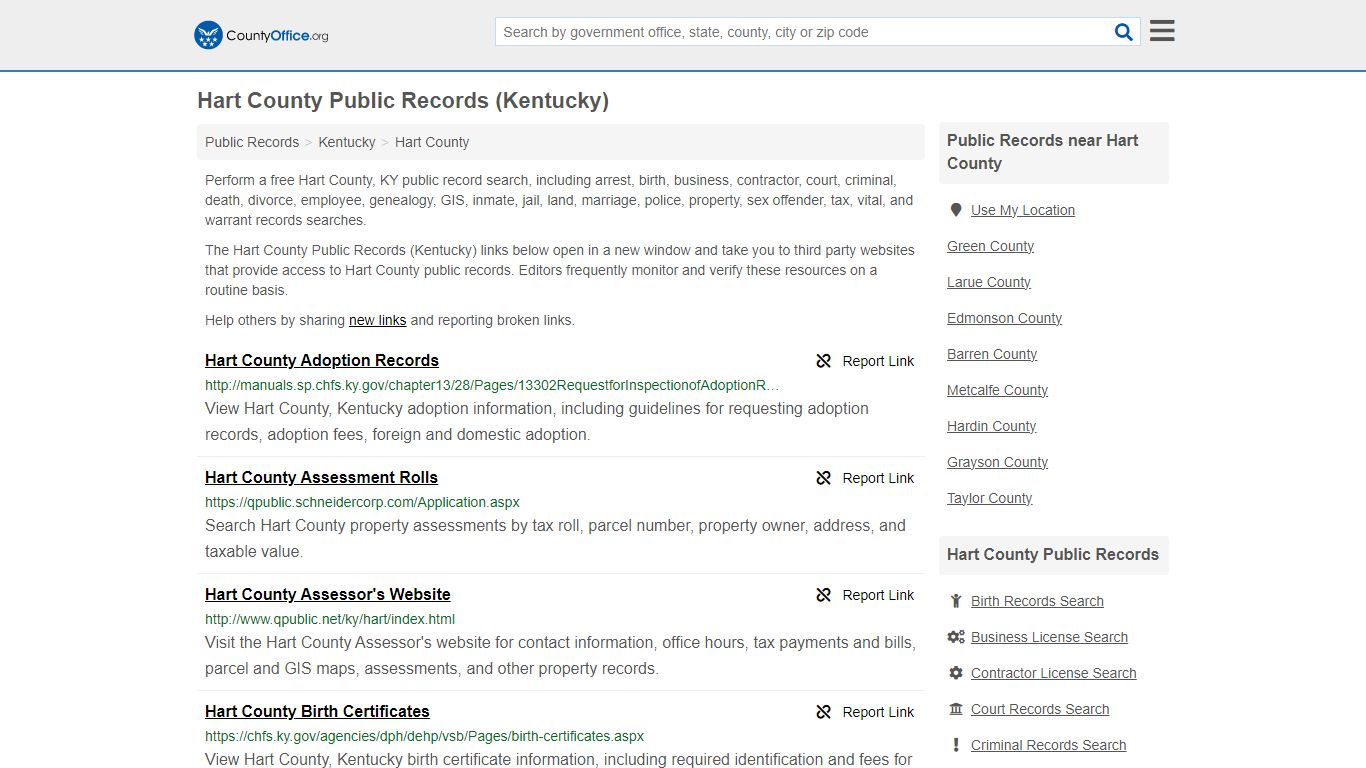 Public Records - Hart County, KY (Business, Criminal, GIS, Property ...